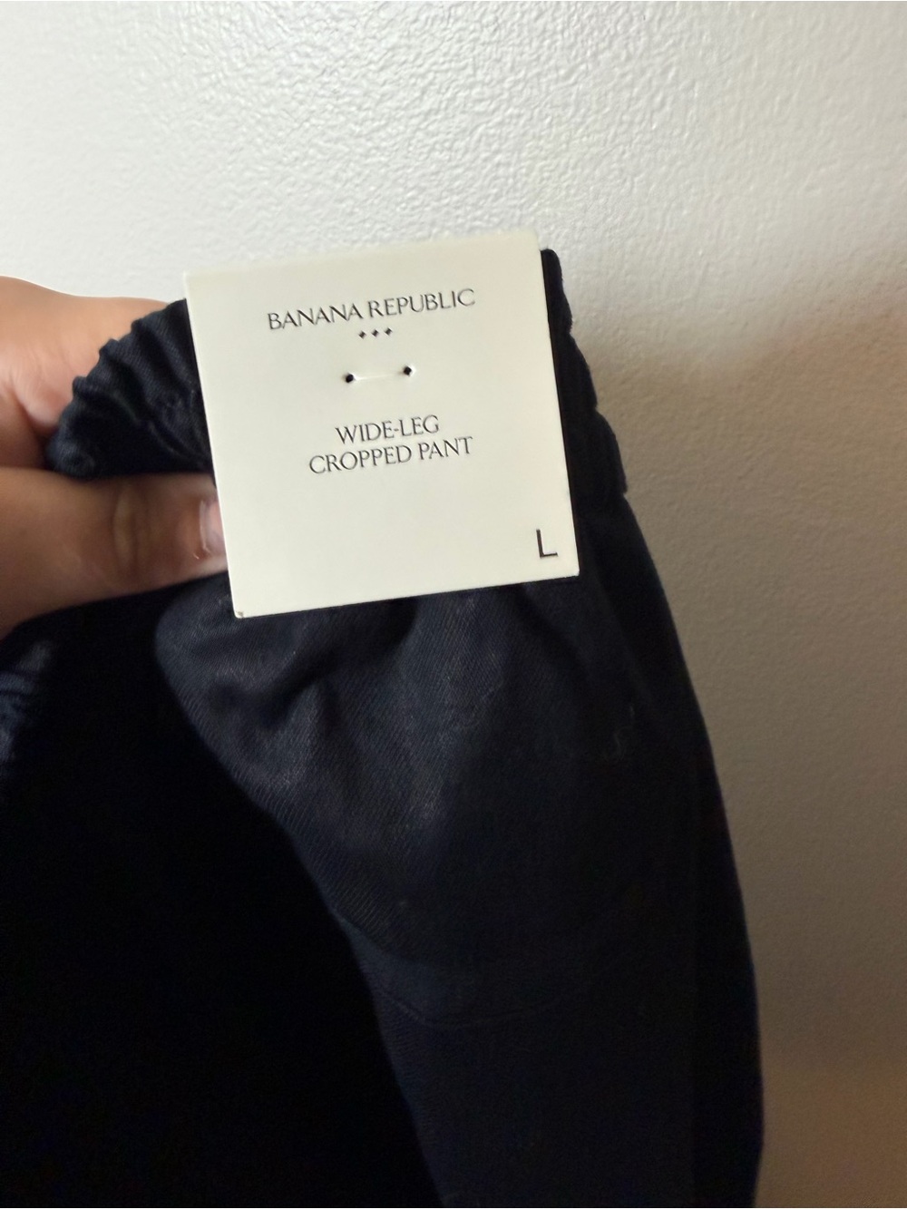 Banana Republic Wide Rise Cropped Linen Blend Black Pants size Large - Picture 8 of 10